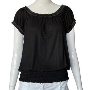 INC International Concepts Black Peasant Blouson Top Size Small